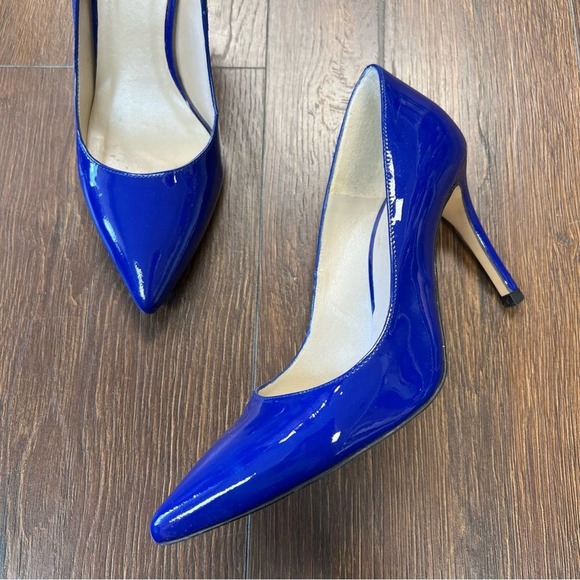 Karen Mullen Blue patent pointed toe pump SZ 38 - Picture 4 of 10